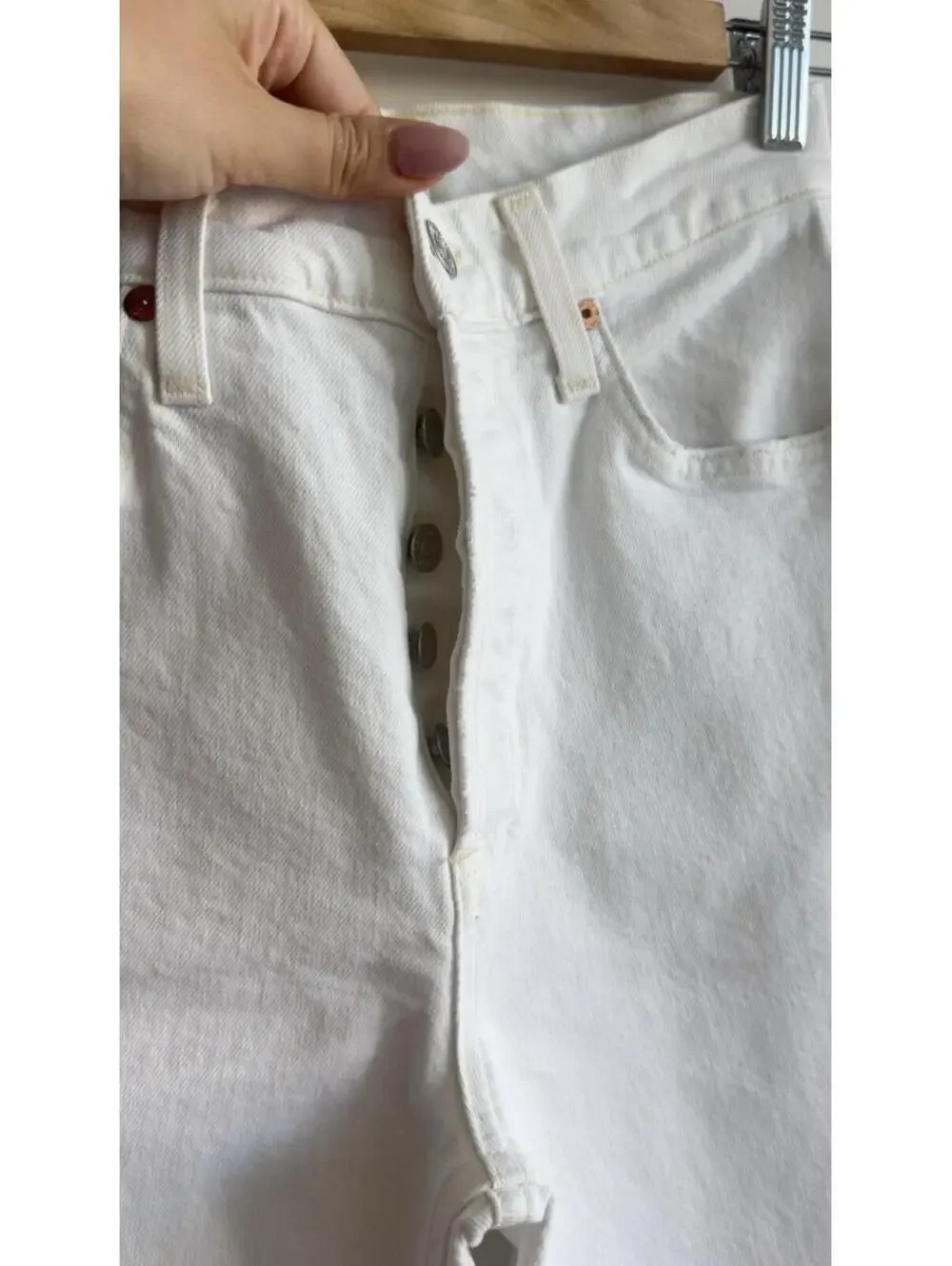 Citizens of Humanity Florence High Rise Crop Wide Straight Jeans White 25